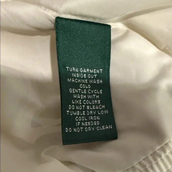 LAUREN-RALPH LAUREN Cream and Brown Puffer Jacket Size L